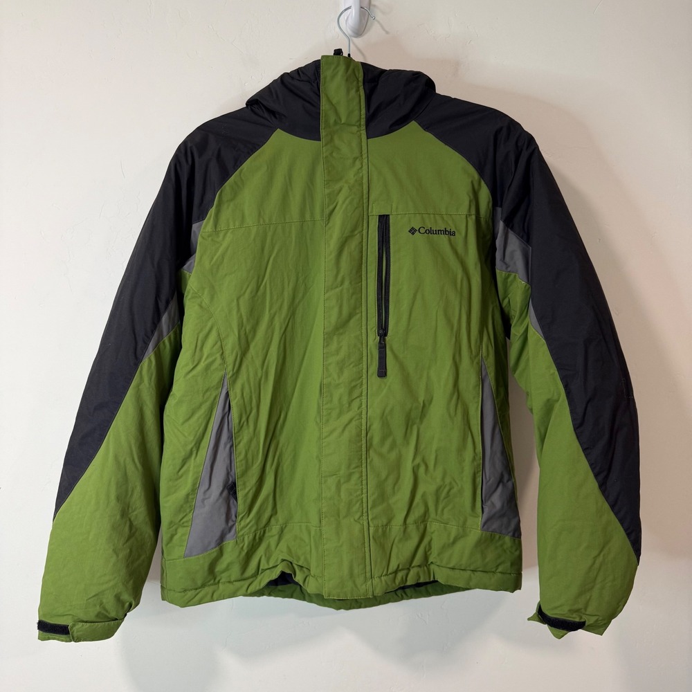 Columbia Kids Hooded Ski Jacket Parka 18/20 Green Insulated Winter Coat